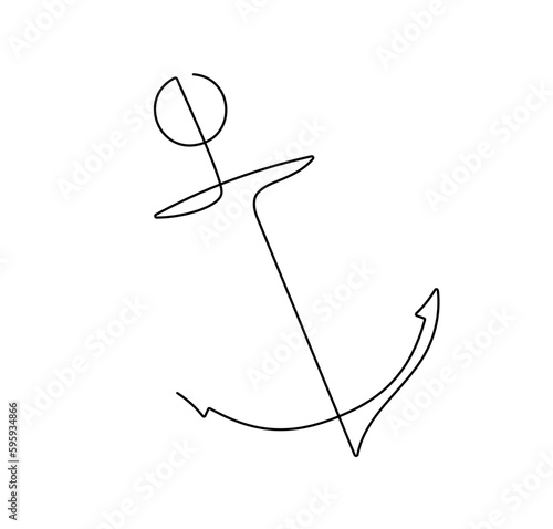 Foto Vector isolated one single contemporary line anchor  colorless black and white c