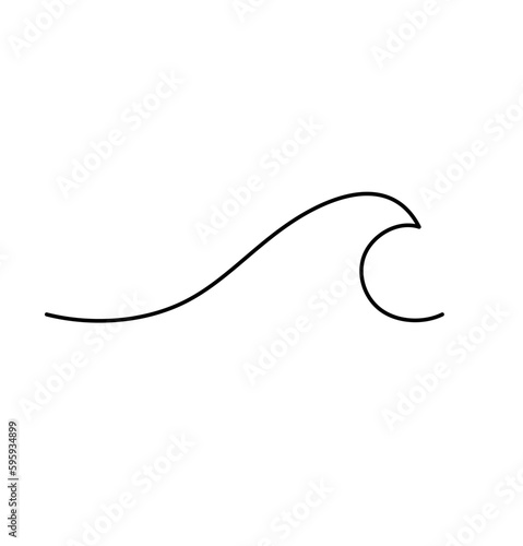 Vector isolated one single simplest line wave colorless black and white contour line easy drawing