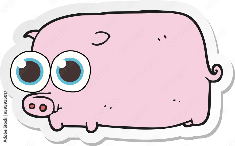 sticker of a cartoon piglet with big pretty eyes sticker of a cartoon piglet with big pretty eyes