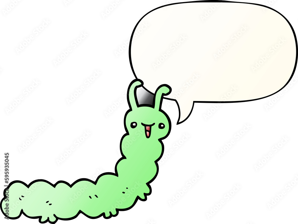 cartoon caterpillar with speech bubble in smooth gradient style cartoon caterpillar with speech bubble in smooth gradient style