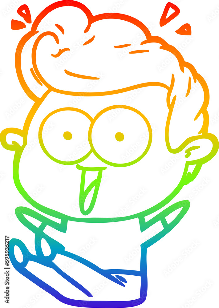 rainbow gradient line drawing of a cartoon staring man rainbow gradient line drawing of a cartoon staring man