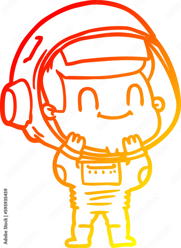 warm gradient line drawing of a happy cartoon astronaut warm gradient line drawing of a happy cartoon astronaut