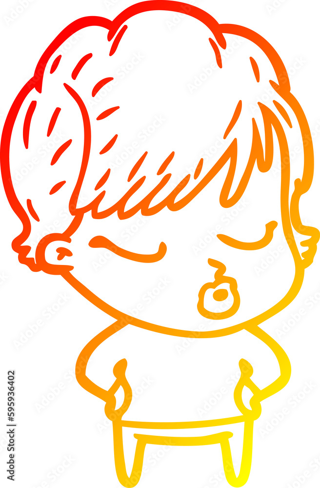 warm gradient line drawing of a cartoon woman with eyes shut warm gradient line drawing of a cartoon woman with eyes shut
