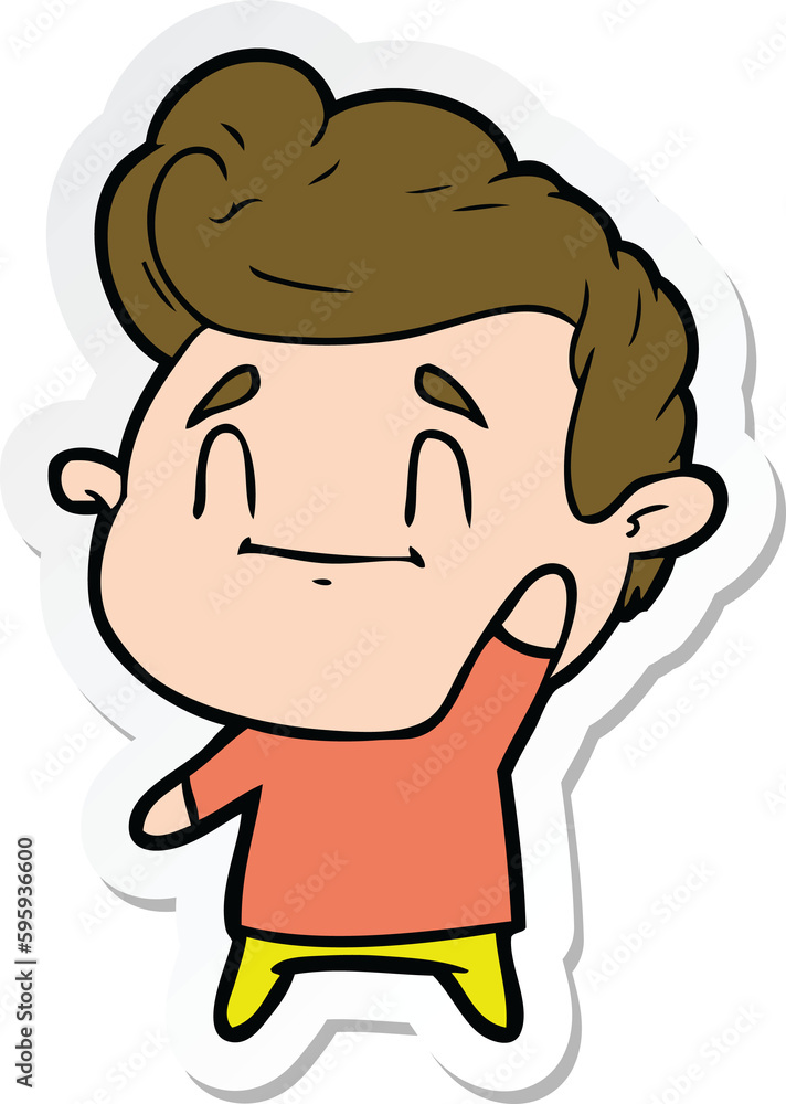 sticker of a happy cartoon man sticker of a happy cartoon man