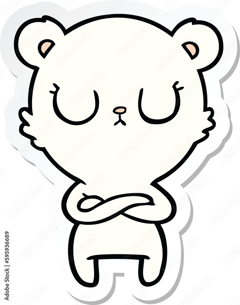 sticker of a peaceful cartoon polar bear sticker of a peaceful cartoon polar bear