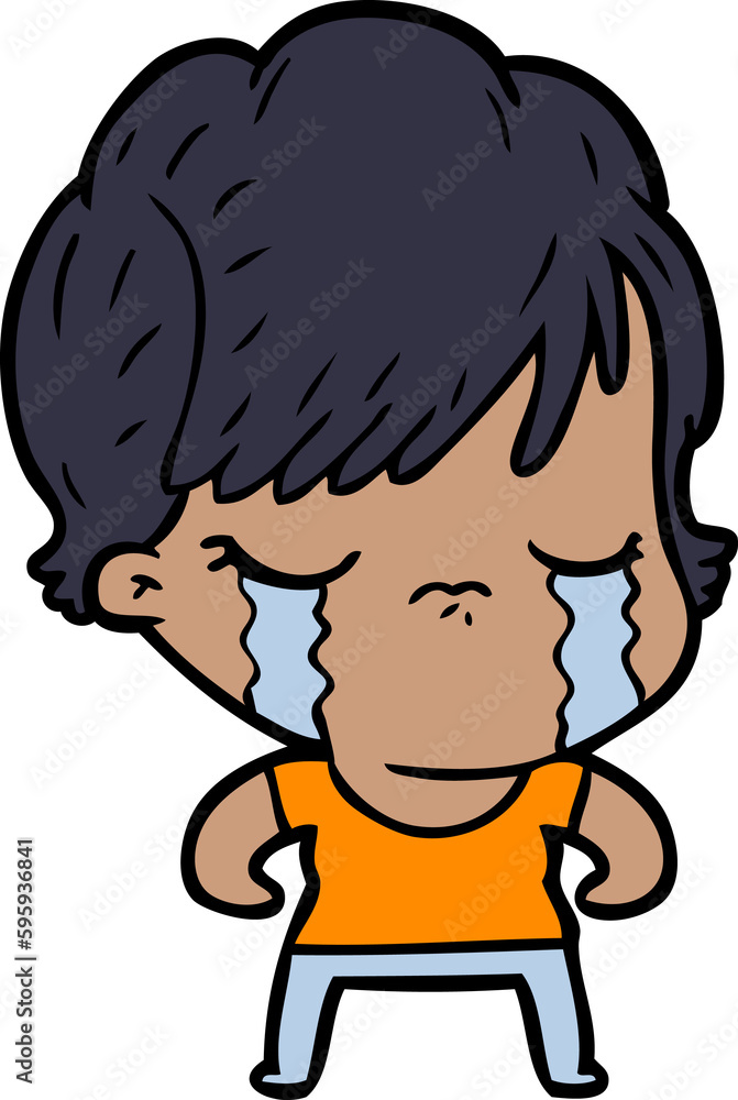 cartoon woman crying