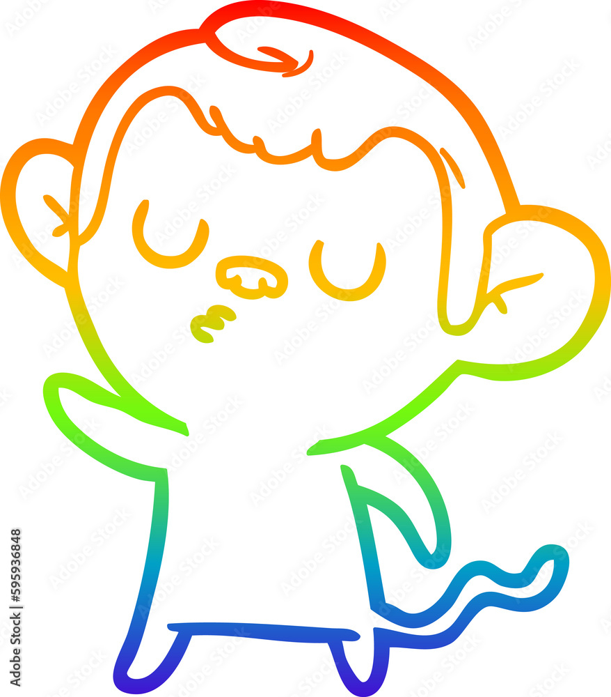 rainbow gradient line drawing of a cartoon monkey rainbow gradient line drawing of a cartoon monkey