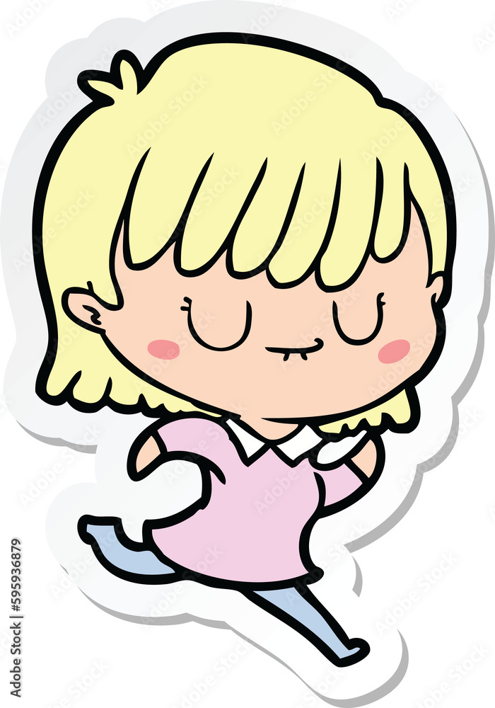 Obraz premium sticker of a cartoon woman