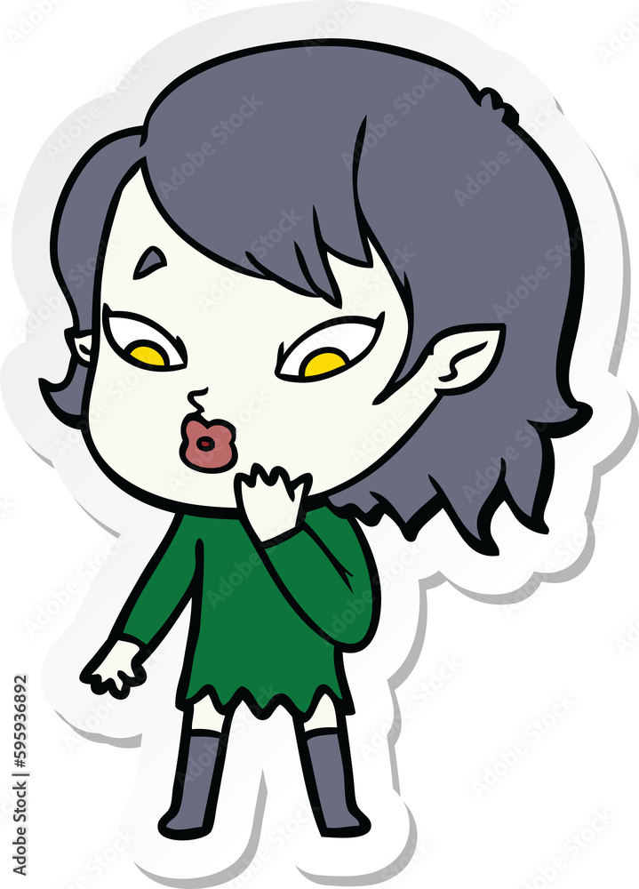 sticker of a cute cartoon vampire girl sticker of a cute cartoon vampire girl