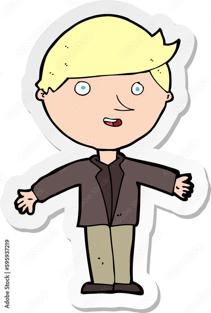 sticker of a cartoon man in casual jacket sticker of a cartoon man in casual jacket