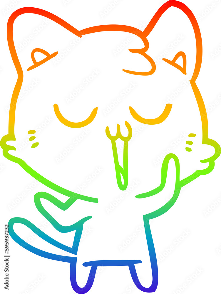 rainbow gradient line drawing of a cute cartoon cat rainbow gradient line drawing of a cute cartoon cat