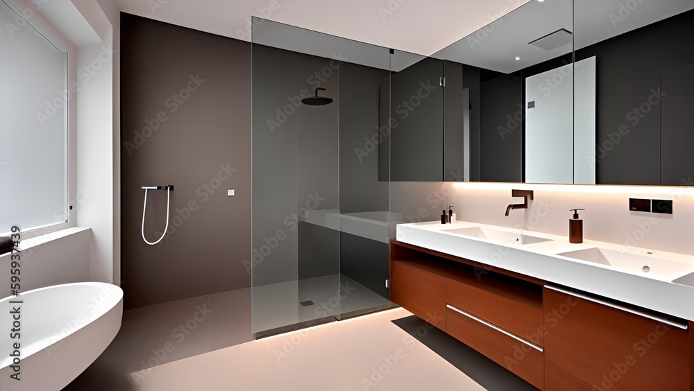 A sleek and modern minimalist bathroom design A sleek and modern minimalist bathroom design