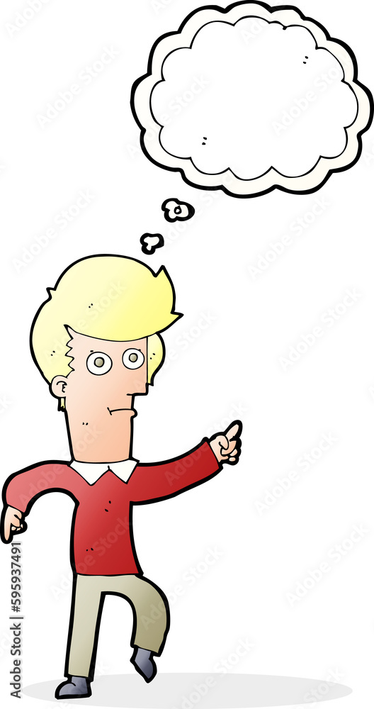 cartoon man pointing with thought bubble cartoon man pointing with thought bubble