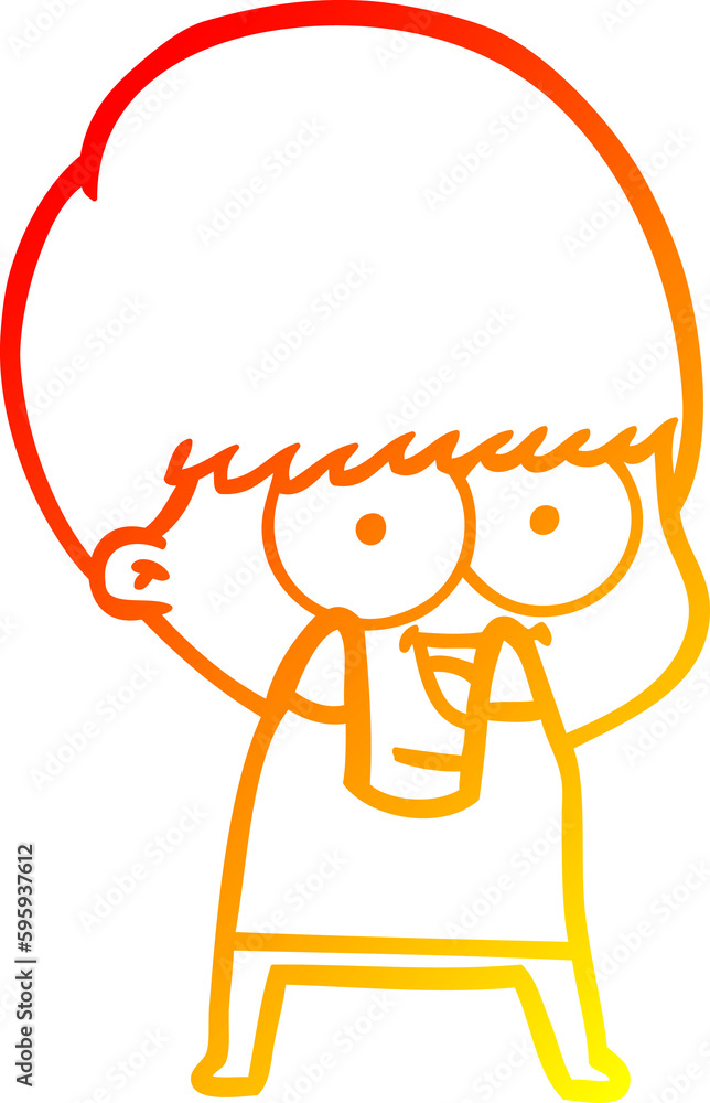 warm gradient line drawing of a happy cartoon boy warm gradient line drawing of a happy cartoon boy