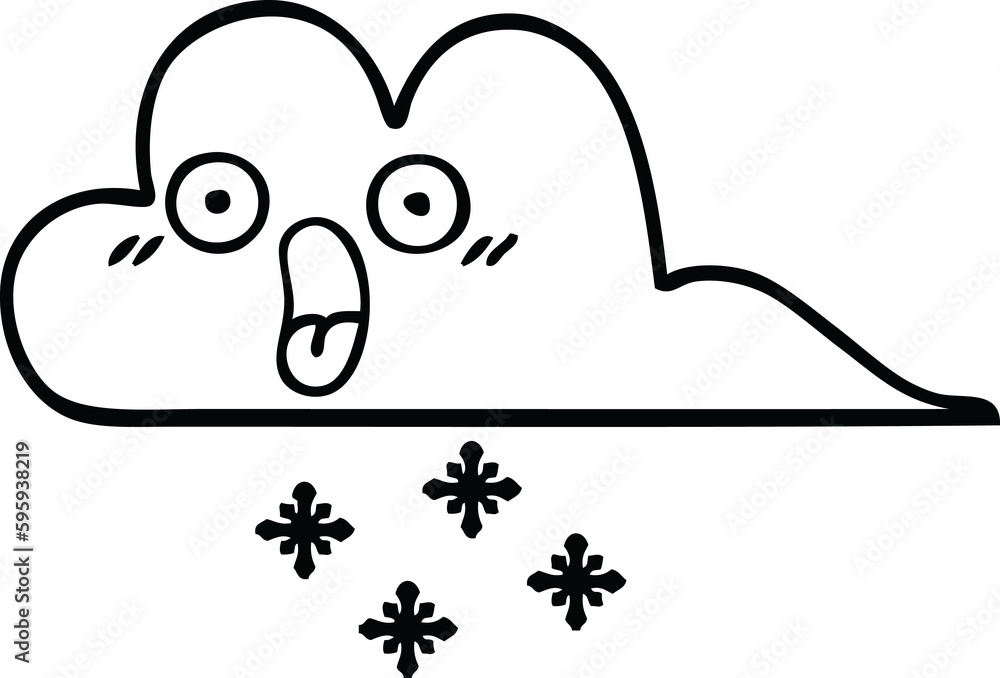 line drawing cartoon of a storm snow cloud line drawing cartoon of a storm snow cloud