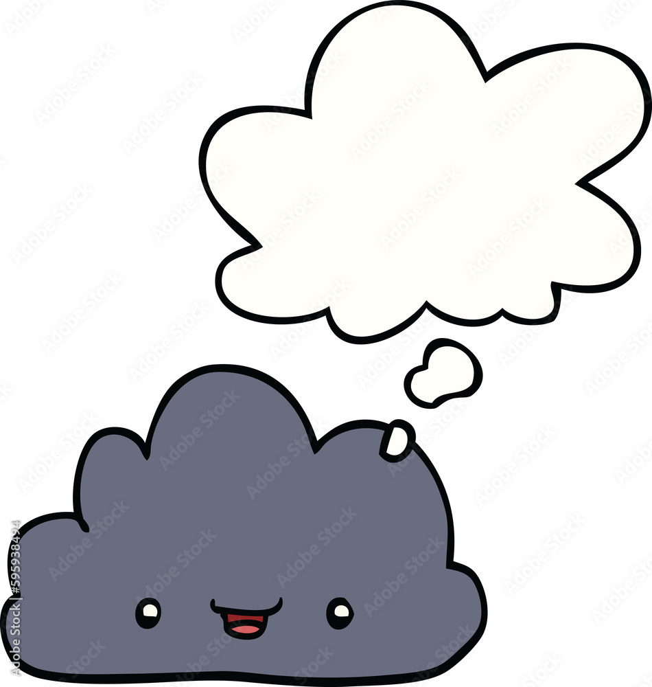 cartoon tiny happy cloud with thought bubble cartoon tiny happy cloud with thought bubble