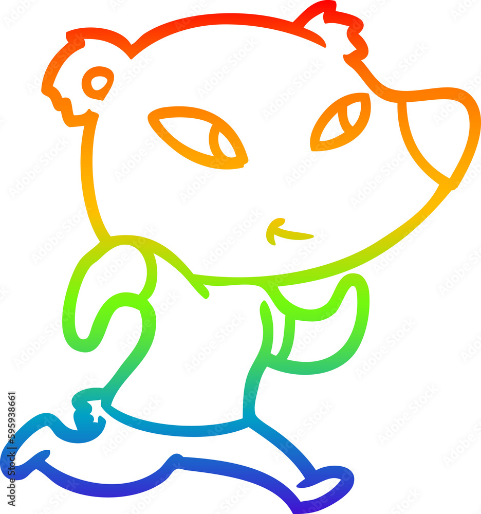 rainbow gradient line drawing of a cute cartoon bear rainbow gradient line drawing of a cute cartoon bear