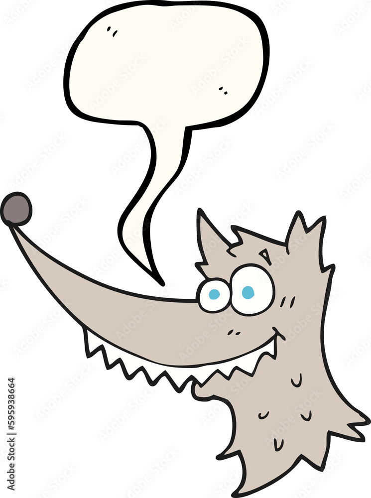 freehand drawn speech bubble cartoon wolf head freehand drawn speech bubble cartoon wolf head