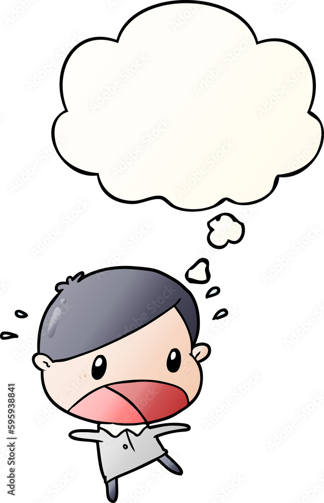 cartoon shocked man with thought bubble in smooth gradient style cartoon shocked man with thought bubble in smooth gradient style