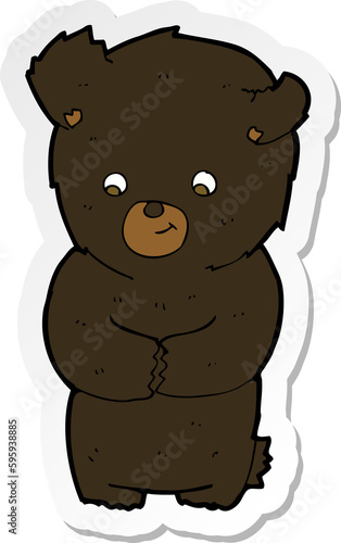 sticker of a cute cartoon black bear