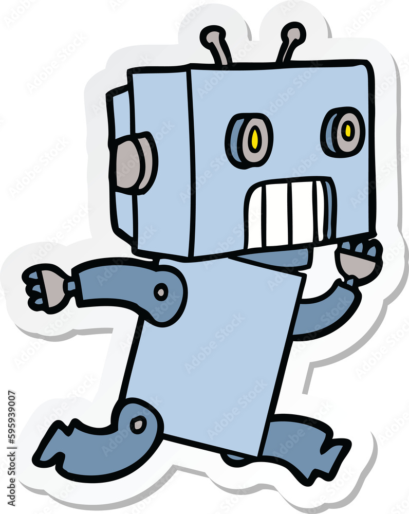 sticker of a cartoon robot sticker of a cartoon robot