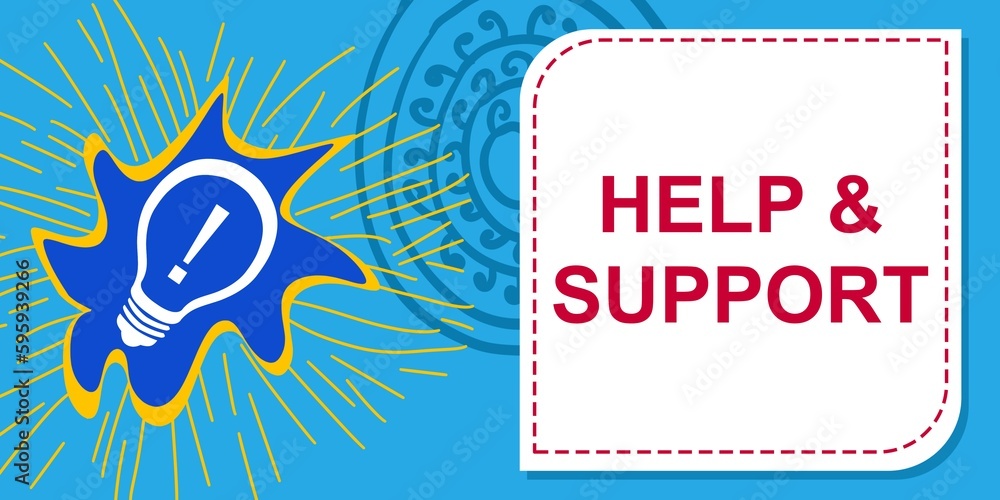 Naklejka premium Help And Support Bulb Blue Red Yellow Element Text