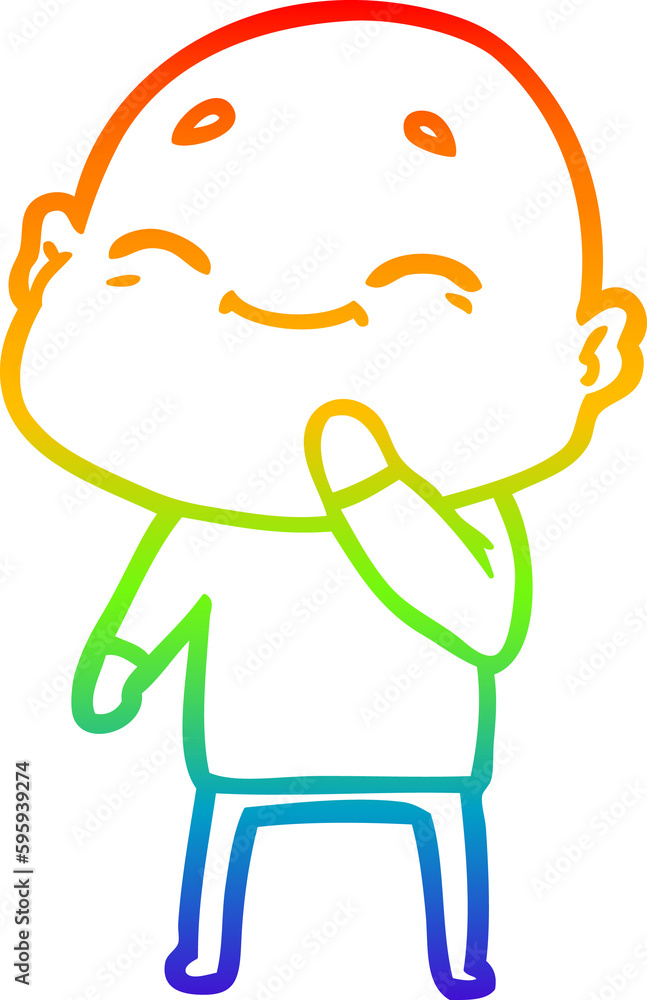 rainbow gradient line drawing of a happy cartoon bald man rainbow gradient line drawing of a happy cartoon bald man