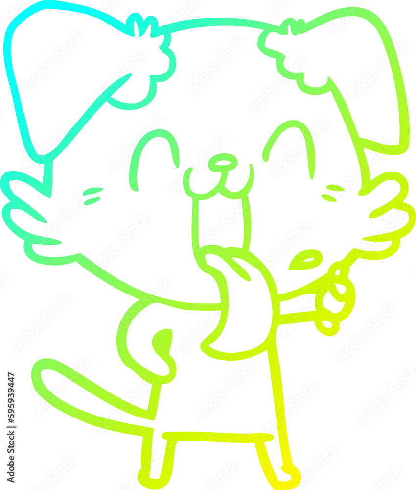 cold gradient line drawing of a cartoon panting dog cold gradient line drawing of a cartoon panting dog