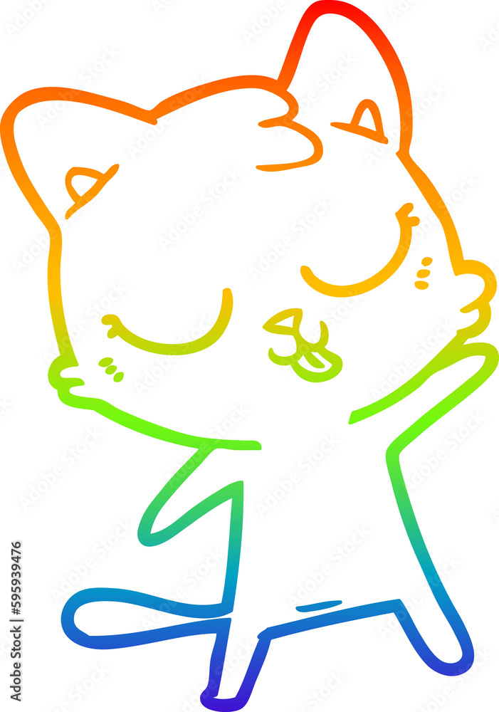rainbow gradient line drawing of a cute cartoon cat rainbow gradient line drawing of a cute cartoon cat