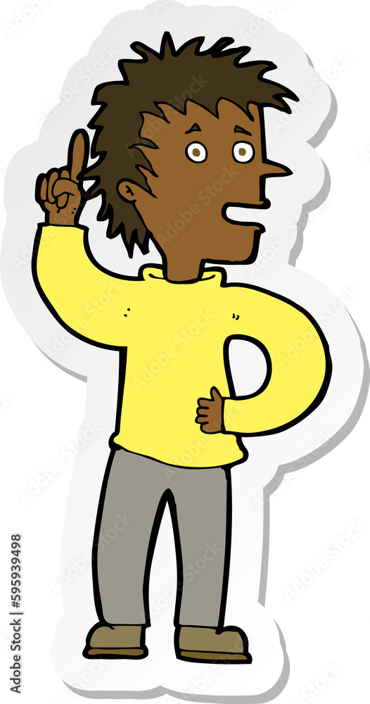 sticker of a cartoon boy with idea sticker of a cartoon boy with idea