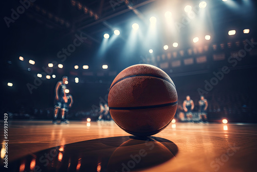 basketball ball on the court, generative ai