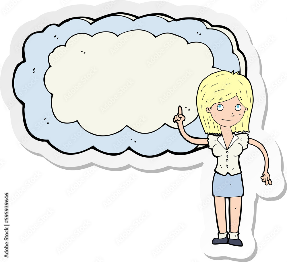 sticker of a cartoon woman with text space cloud sticker of a cartoon woman with text space cloud