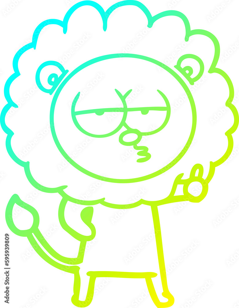 cold gradient line drawing of a cartoon bored lion cold gradient line drawing of a cartoon bored lion