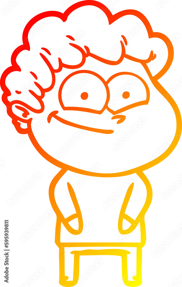 warm gradient line drawing of a cartoon happy man warm gradient line drawing of a cartoon happy man