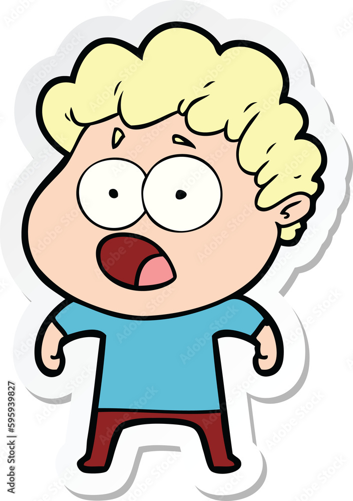 sticker of a cartoon man gasping in surprise sticker of a cartoon man gasping in surprise