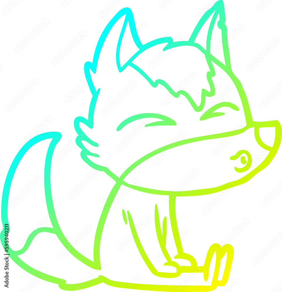 cold gradient line drawing of a cartoon wolf whistling cold gradient line drawing of a cartoon wolf whistling