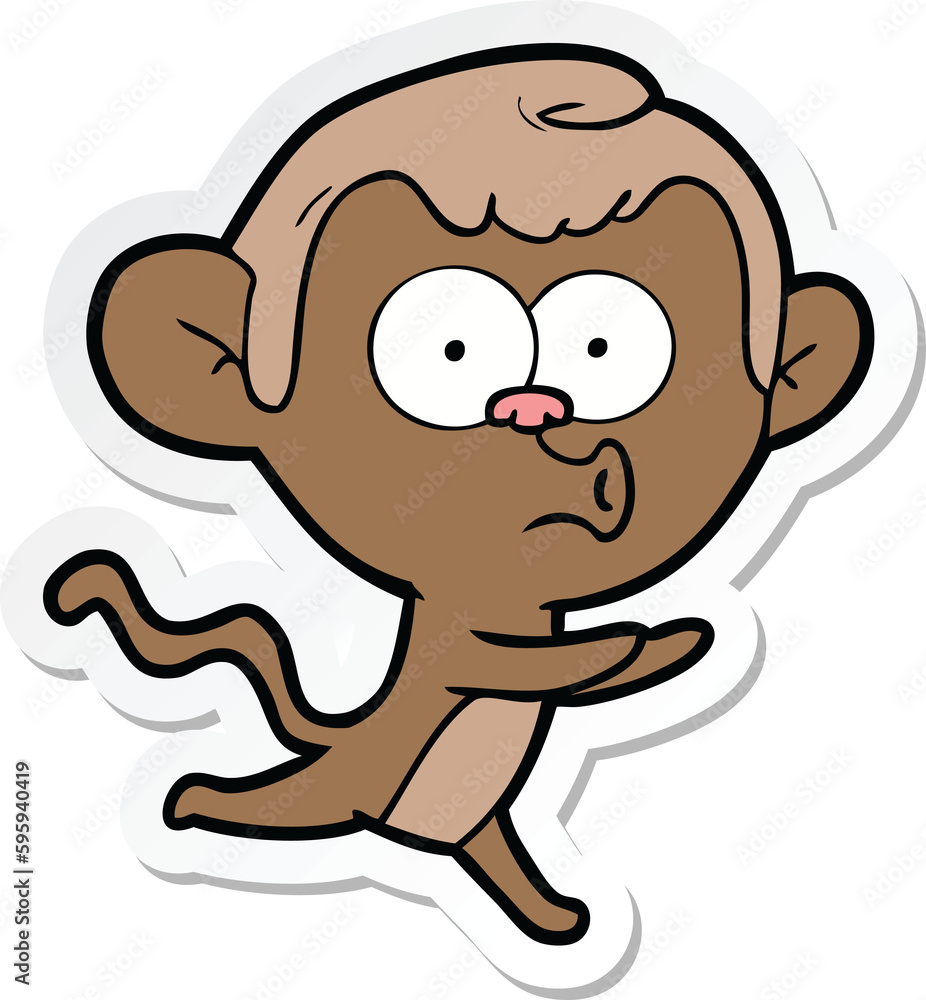 sticker of a cartoon hooting monkey sticker of a cartoon hooting monkey