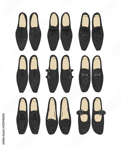 黒の革靴のイラストセット