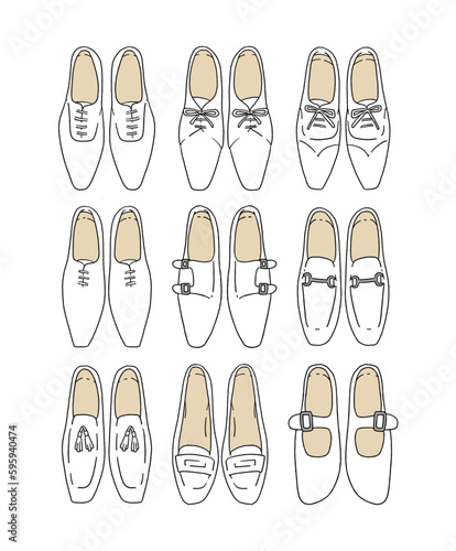 白の革靴のイラストセット