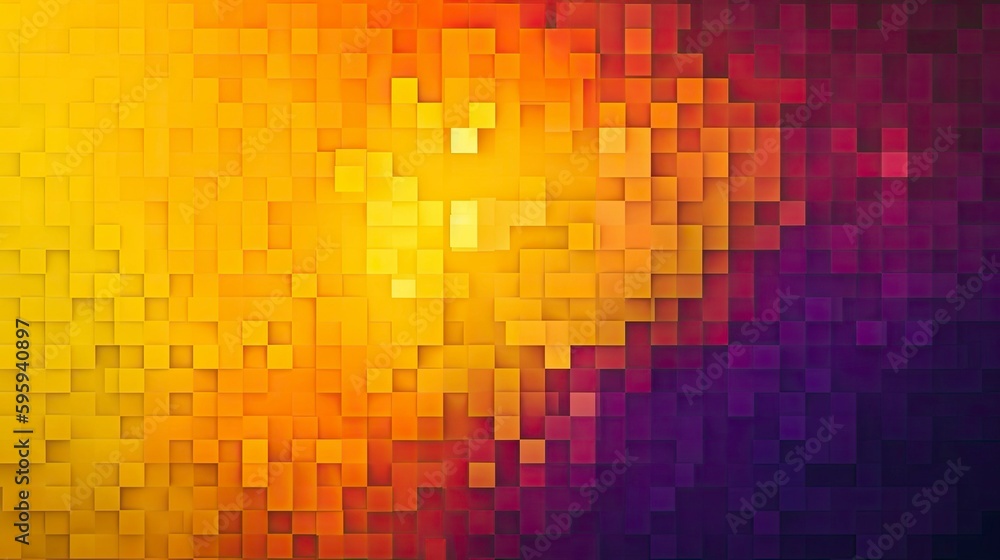 Digital Spectrum: A Vivid and Evocative, Abstract Design Featuring a Complementary Color Transition from Deep Purple to Bright Yellow - generative ai