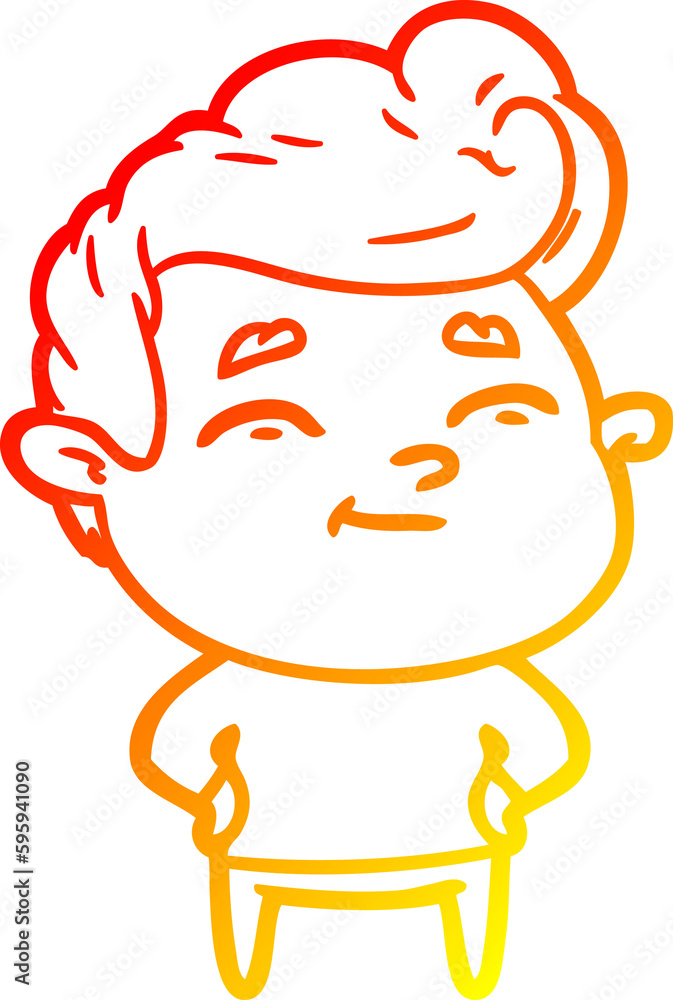 warm gradient line drawing of a happy cartoon man warm gradient line drawing of a happy cartoon man