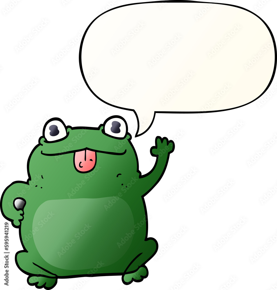 cartoon frog with speech bubble in smooth gradient style cartoon frog with speech bubble in smooth gradient style