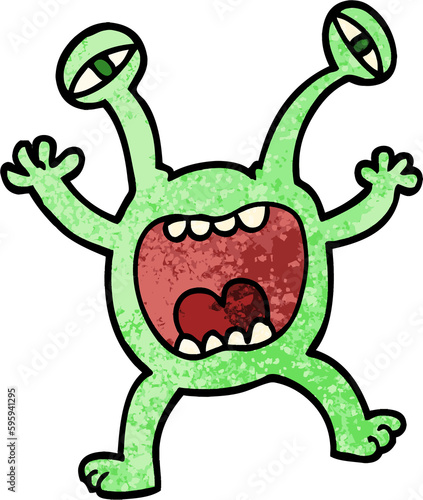 grunge textured illustration cartoon monster