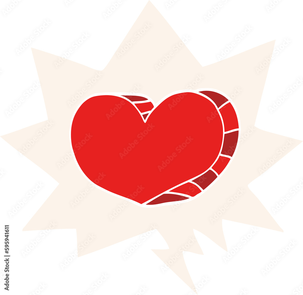 cartoon love heart with speech bubble in retro style cartoon love heart with speech bubble in retro style