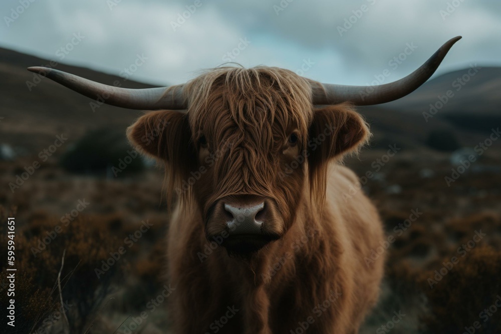 Gigapixel view of Jim Henson's whimsical Highland Cow. Generative AI