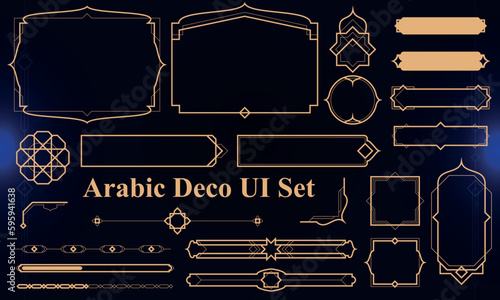 Set of Arabic Deco Modern User Interface Elements. Fantasy magic HUD. Good for game UI. Vector Illustration EPS10