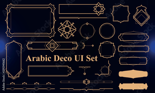 Set of Arabic Deco Modern User Interface Elements. Fantasy magic HUD. Good for game UI. Vector Illustration EPS10