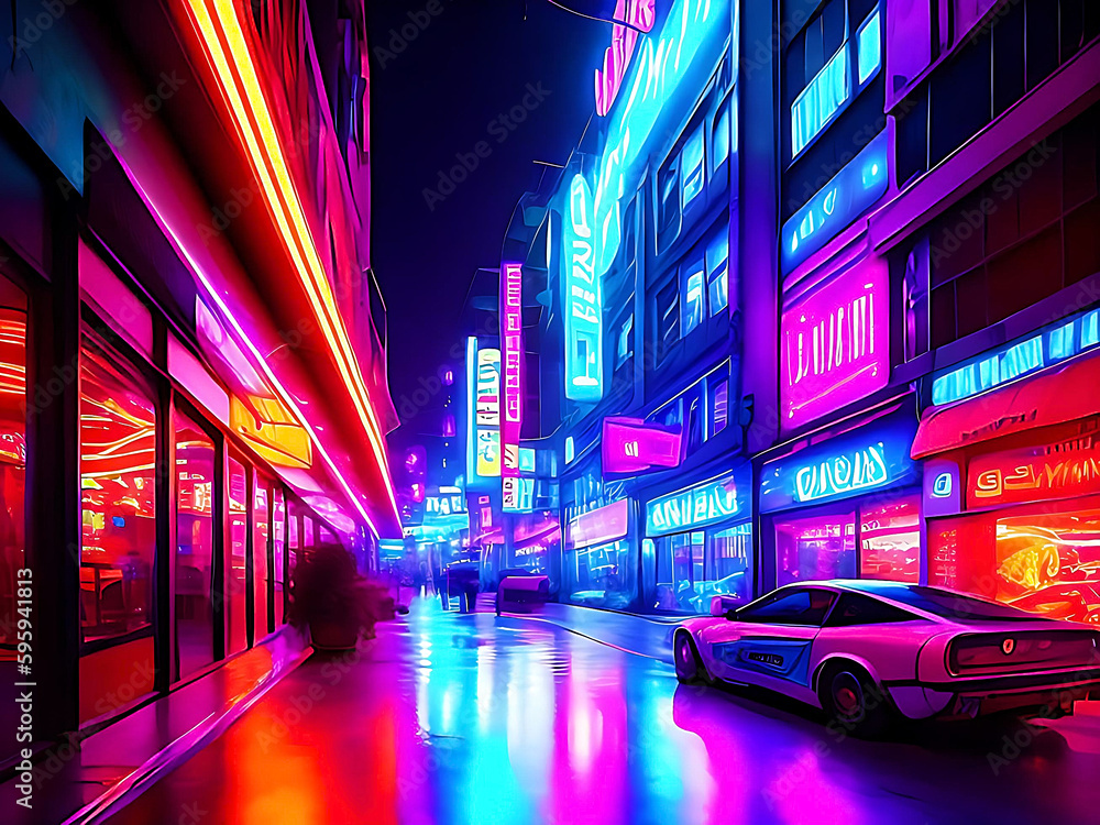 Generative Ai Colorful Neon Lights Background