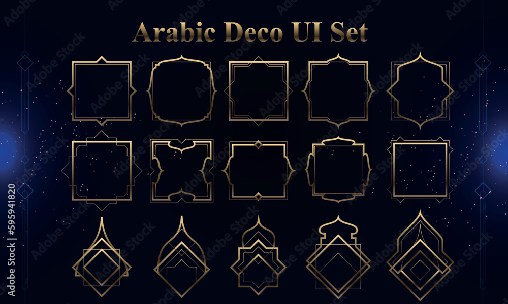 Set of Arabic Deco Modern User Interface Elements. Fantasy magic HUD. Good for game UI. Vector Illustration EPS10 - obrazy, fototapety, plakaty 