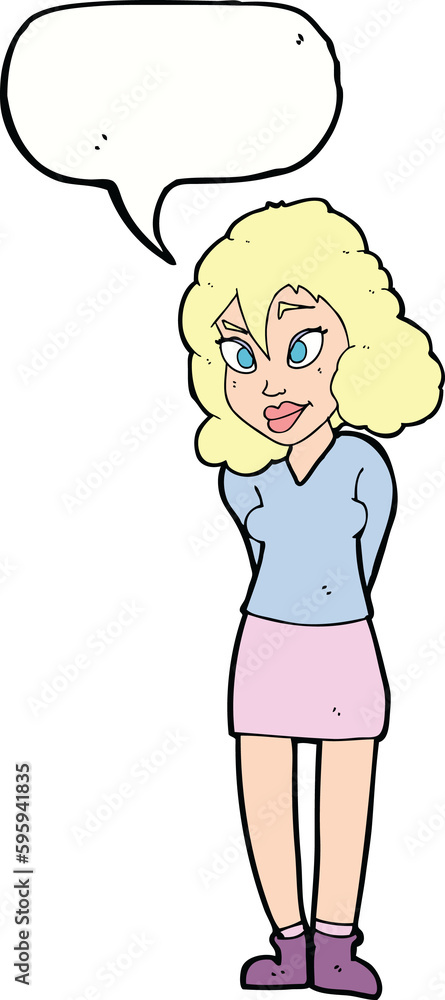 cartoon confused woman with speech bubble cartoon confused woman with speech bubble